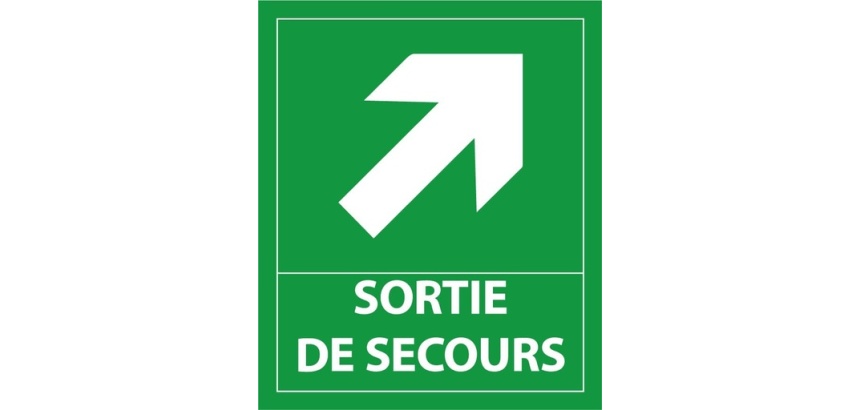 Panneau évacuation - Sortie de secours - 300x250 mm PVC 2 mm Flèche droite