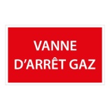 Panneau de signalétique - Vanne d'arrêt gaz - ISO 3864-1 210 x 75 mm PVC 2 mm