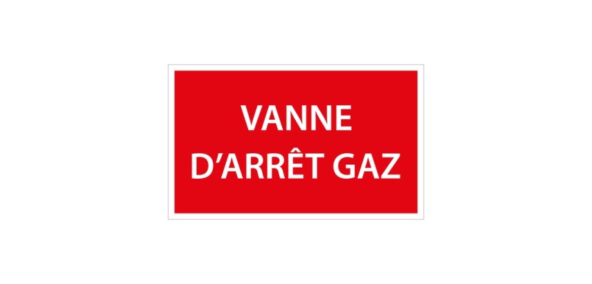 Panneau de signalétique - Vanne d'arrêt gaz - ISO 3864-1 210 x 75 mm Vinyle Souple Autocollant