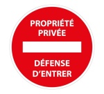 Panneau Rond - Propriété privée interdiction d'entrer Ø 100 mm Vinyle Souple Autocollant
