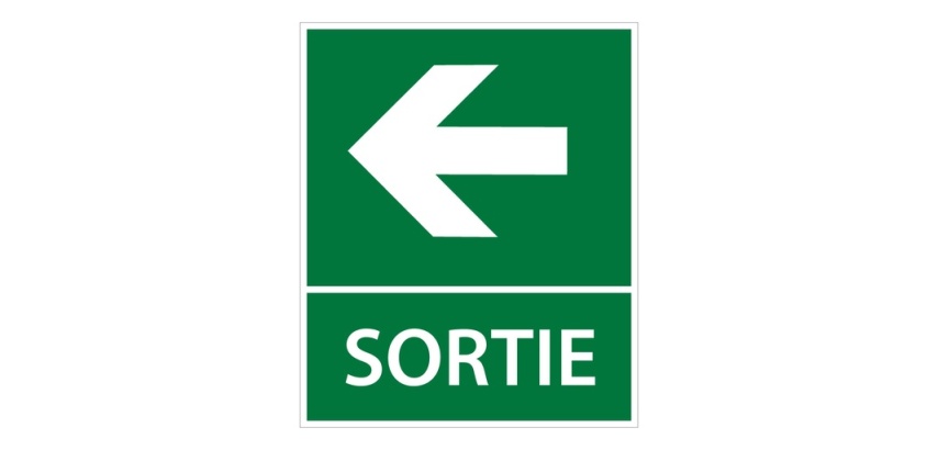 Panneau directionnel - Sortie flèche gauche 250 x 300 mm