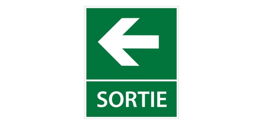 Panneau directionnel - Sortie flèche gauche 250 x 300 mm Vinyle Souple Autocollant