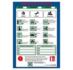 Poster plastifié - Consignes d'urgence - format A3