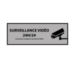Signalétique de vidéoprotection - Surveillance vidéo 24h/24h 297 x 105 mm PVC 2 mm Gris