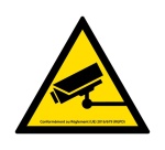 Panneau Information vidéosurveillance – Signalétique triangle jaune PVC 2 mm 100 mm