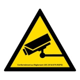 Panneau Information vidéosurveillance – Signalétique triangle jaune PVC 2 mm 100 mm