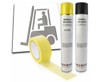 Kit marquage sol chariot élévateur pochoir + aérosols