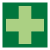 Panneau photoluminescent ISO EN 7010 - Premiers secours - E003  (250 x 250 mm, Vinyle Souple Autocollant)