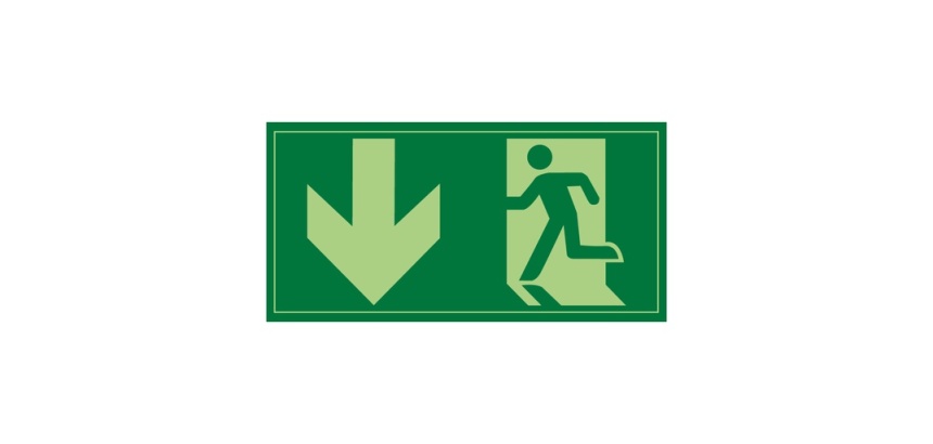 Panneau évacuation - Sortie de secours - Photo-luminescent 300 x 150 mm PVC 2 mm