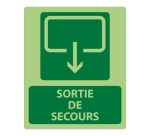 Panneau sécurité - Sortie de Secours 300x250mm - Photoluminescent