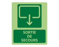 Panneau sécurité - Sortie de Secours 300x250mm - Photoluminescent PVC 2 mm