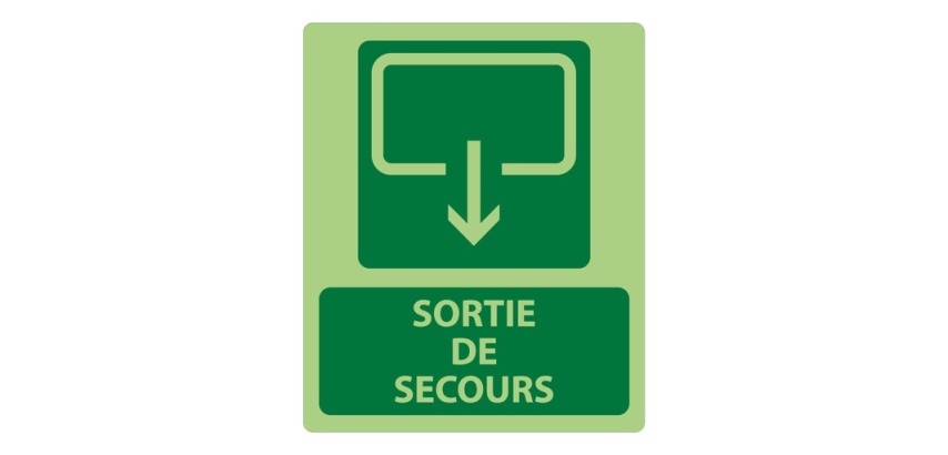 Panneau sécurité - Sortie de Secours 300x250mm - Photoluminescent