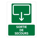 Panneau sécurité - Sortie de Secours 300x250mm - Photoluminescent Vinyle Souple Autocollant