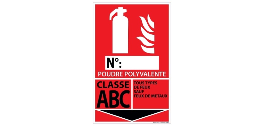 Panneau Extincteur Poudre ABC A5 Plastifié