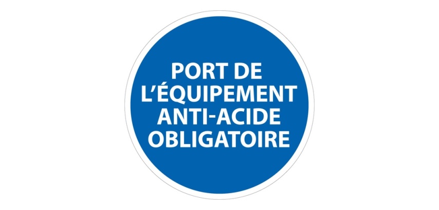 Panneau EPI Port de l'équipement anti-acide obligatoire - ISO 7010