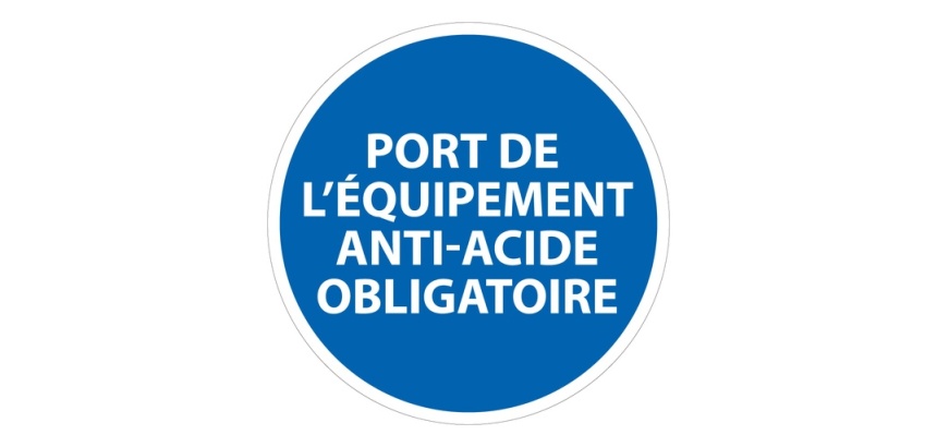 Panneau EPI Anti-acide obligatoire ISO 7010 sécurité Vinyle Souple Autocollant 100 mm