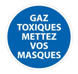 Panneau gaz toxiques port du masque obligatoire ISO 7010 PVC 2 mm 200 mm