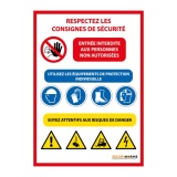 Panneau d'évacuation - Consignes de Sécurité chantier - Intérieur PVC 2 mm A4