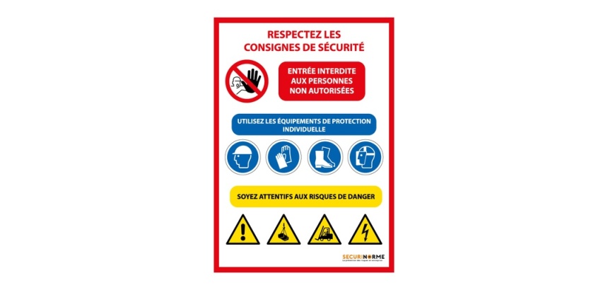 Panneau d'évacuation - Consignes de Sécurité chantier - Intérieur