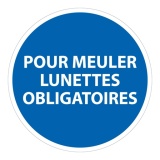 Panneau Meulage lunettes obligatoires ISO 7010 sécurité PVC 2 mm 400 mm