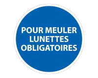 Panneau Meulage lunettes obligatoires ISO 7010 sécurité PVC 2 mm 400 mm