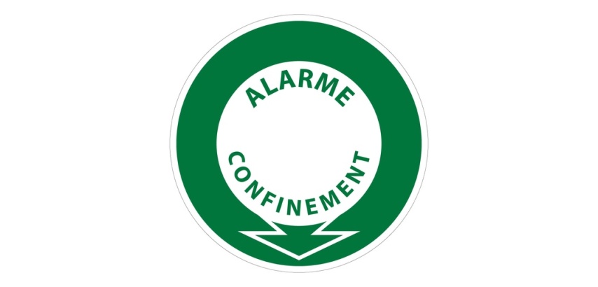Panneau PPMS – Alarme confinement fléché – Signalétique ronde