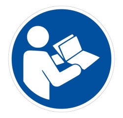 Pictogramme ISO 7010 M002 Lire la notice obligatoire Vinyle Souple Autocollant 100 mm