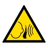 Signalétique danger W038 - Bruit fort soudain - Norme ISO 7010 Vinyle Souple Autocollant 200 mm
