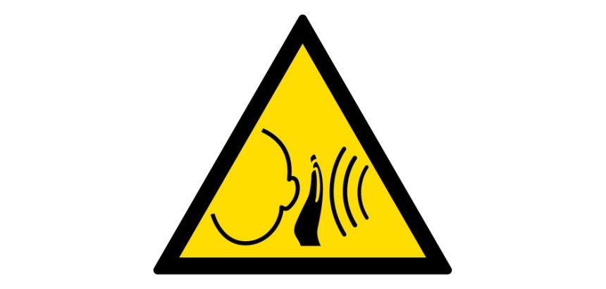 Signalétique danger W038 - Bruit fort soudain - Norme ISO 7010 PVC 2 mm 100 mm