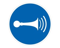 Pictogramme d'Obligation ISO 7010 - Utiliser le klaxon - M029 Vinyle Souple Autocollant 100 mm