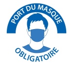 Pictogramme - Port du masque obligatoire - Bleu et blanc Vinyle 200 mm