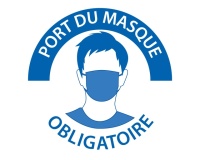 Pictogramme "Port du masque obligatoire" - bleu et blanc - 200 mm - PVC