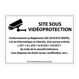 Panneau Site sous vidéoprotection - Signalisation de sécurité 300 x 420 mm PVC 2 mm Blanc