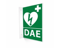 Signalétique DAE en vinyle et support PVC pour fixation murale