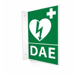 Signalétique DAE en vinyle et support PVC pour fixation murale