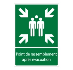 Panneau - Point de rassemblement après évacuation -E007 -ISO 7010 PVC 2 mm A4