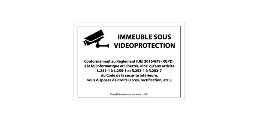 Panneau de protection "Immeuble sous vidéosurveillance" conforme 210 x 150 mm PVC 2 mm