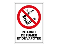 Panneau d'interdiction - Interdiction de fumer et de vapoter PVC 2 mm A4