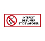 Panneau d'Interdiction - Interdiction de fumer et vapoter 297 x 105 mm Vinyle Souple Autocollant