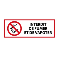 Panneau d'Interdiction - Interdiction de fumer et vapoter