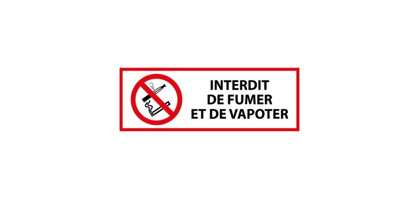 Panneau d'Interdiction - Interdiction de fumer et vapoter 297 x 105 mm Vinyle Souple Autocollant