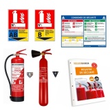 Kit sécurité incendie – 2 Extincteurs (CO2 + eau) + signalétique