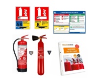 Kit sécurité incendie – 2 Extincteurs (CO2 + eau) + signalétique