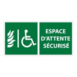 Signalétique évacuation – Espace d’attente sécurisé – ISO 7010 200 x 100 mm PVC 2 mm