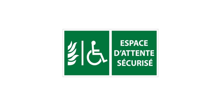 Signalétique évacuation – Espace d’attente sécurisé – ISO 7010 200 x 100 mm Vinyle