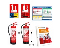 Kit extincteurs ERP eau 6L + poudre ABC 6kg + signalétique