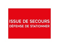 Panneau ISSUE DE SECOURS, DEFENSE DE STATIONNER  - 210 x 150 - PVC