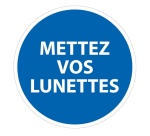 Panneau Obligation EPI - Mettez vos lunettes - Norme ISO 7010 Vinyle Souple Autocollant 100 mm