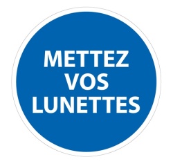Panneau Obligation EPI - Mettez vos lunettes - Norme ISO 7010 Vinyle Souple Autocollant 100 mm