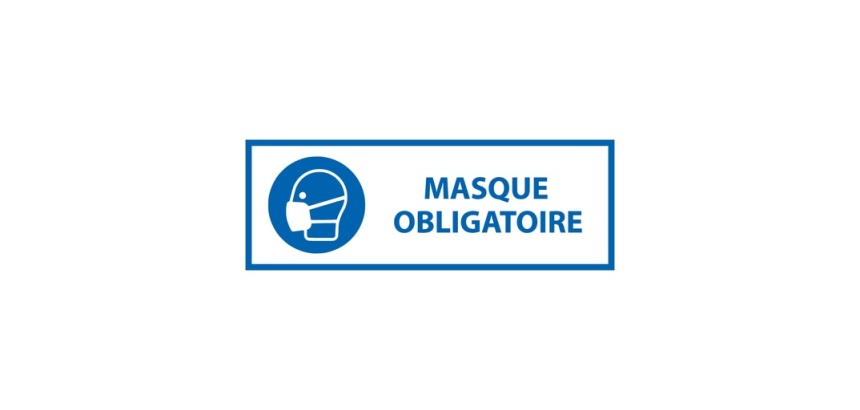 Signalétique EPI - Port du masque obligatoire - ISO 7010 297 x 105 mm Vinyle Souple Autocollant